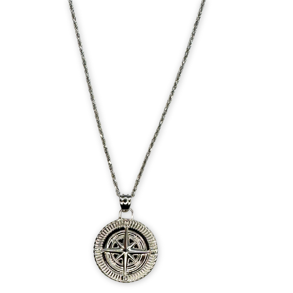 Collar plata 925 hombre rosa de los vientos colgante New Concept Chile Silver Compass