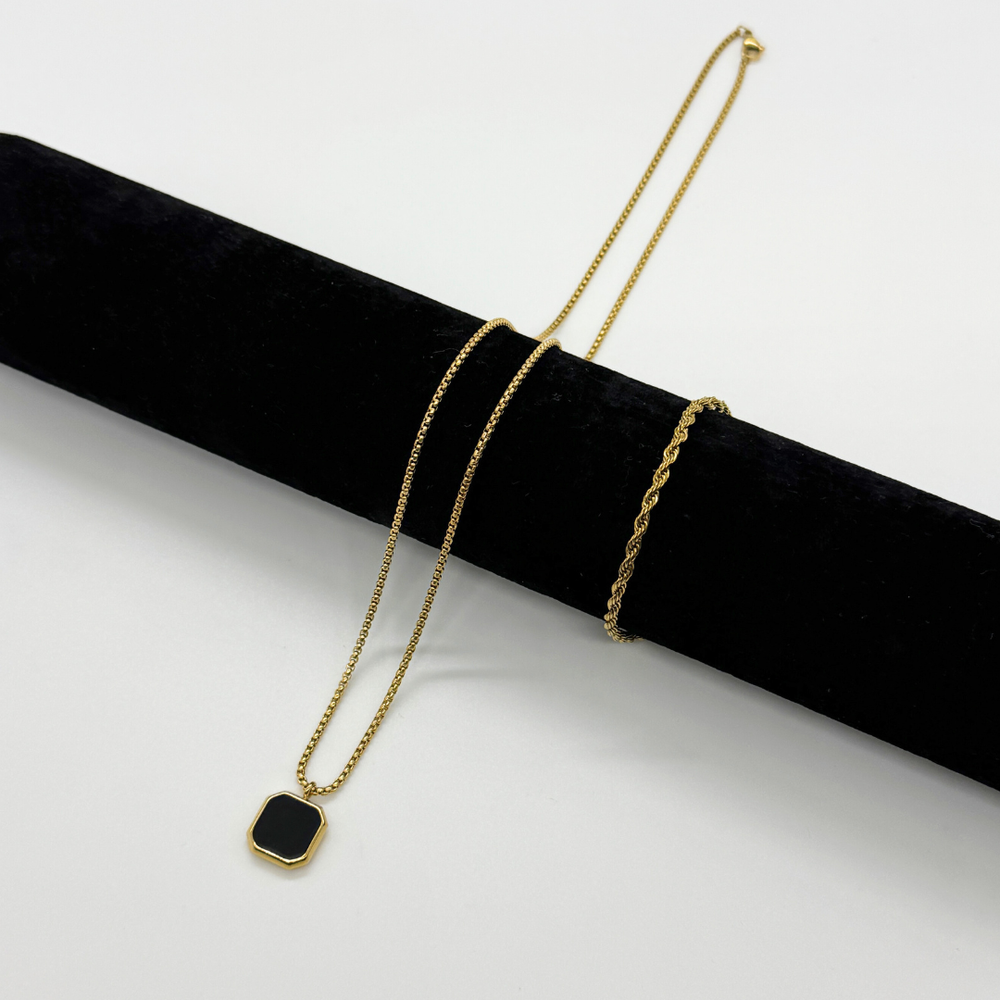 Pack Collar Octavus Gold + Pulsera Rope 3mm Gold
