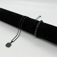 Collar Octavus Black + Pulsera Braid Black 6mm
