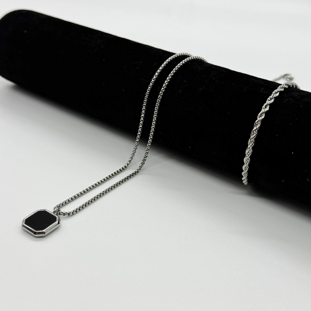 Collar Octavus Silver + Pulsera Rope 3mm Silver