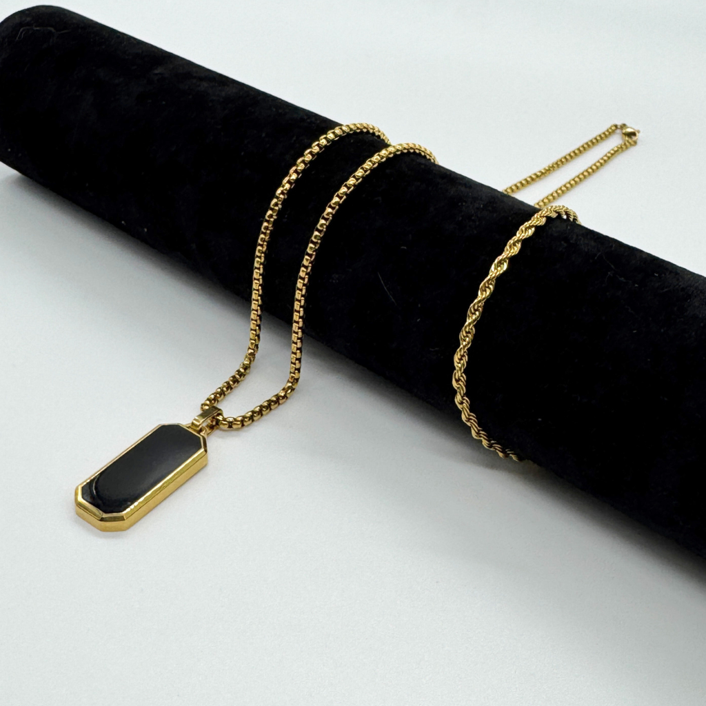 Collar Eclipse Dorado + Pulsera Rope 3mm Gold