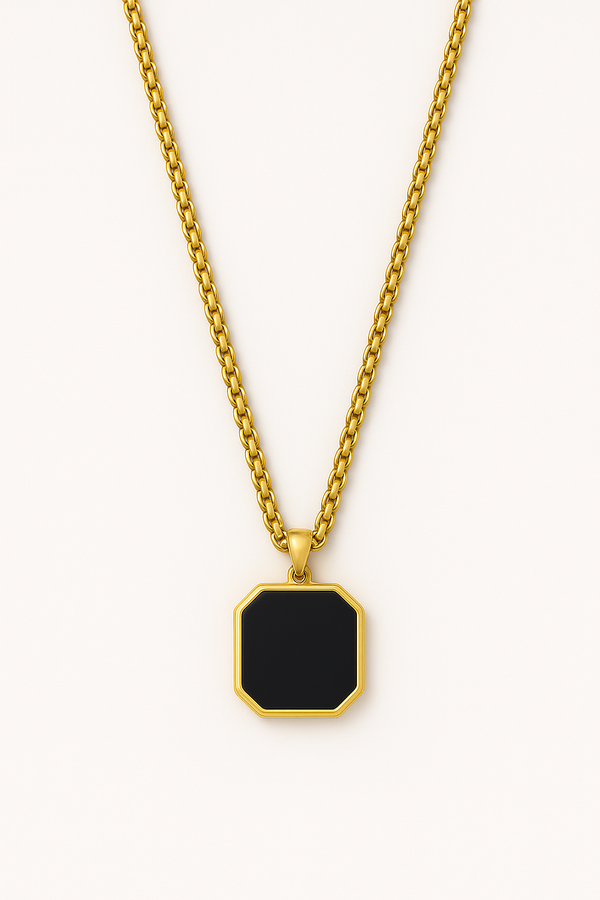 Collar hombre colgante dorado biselado acero New Concept Chile Octavus Gold