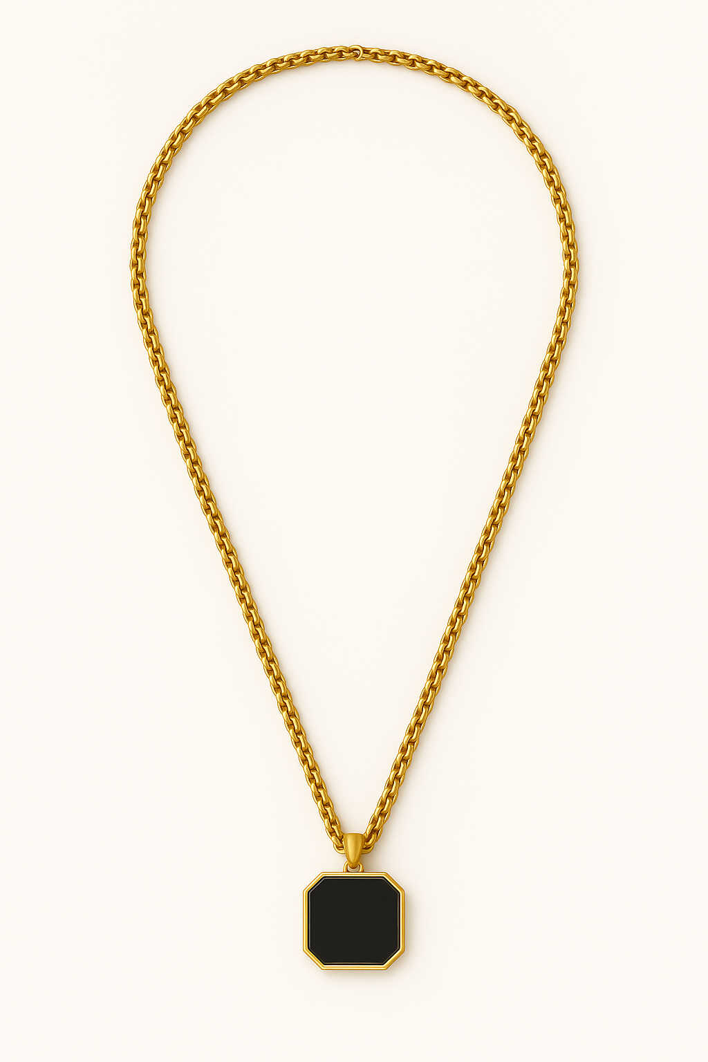 Detalle colgante cuadrado dorado biselado New Concept Octavus Gold