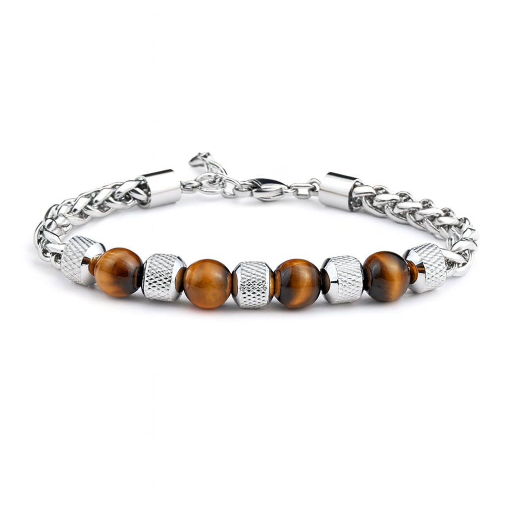Pulsera hombre piedras naturales acero inoxidable ajustable New Concept Chile Essential Steel