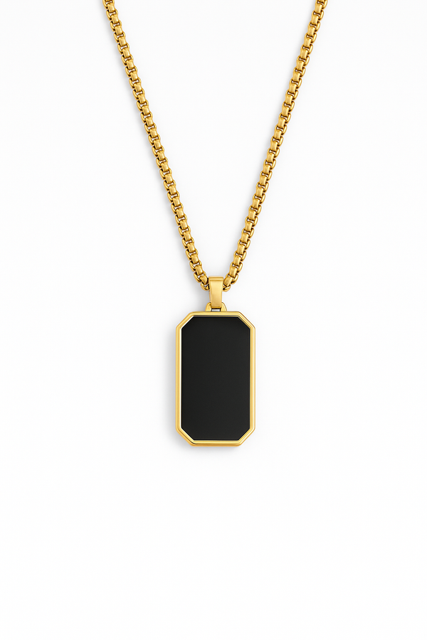 Collar hombre colgante dorado geométrico acero New Concept Chile Eclipse Dorado
