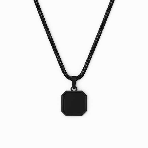 Collar hombre colgante negro personalizable grabado láser New Concept Chile Octavus Black