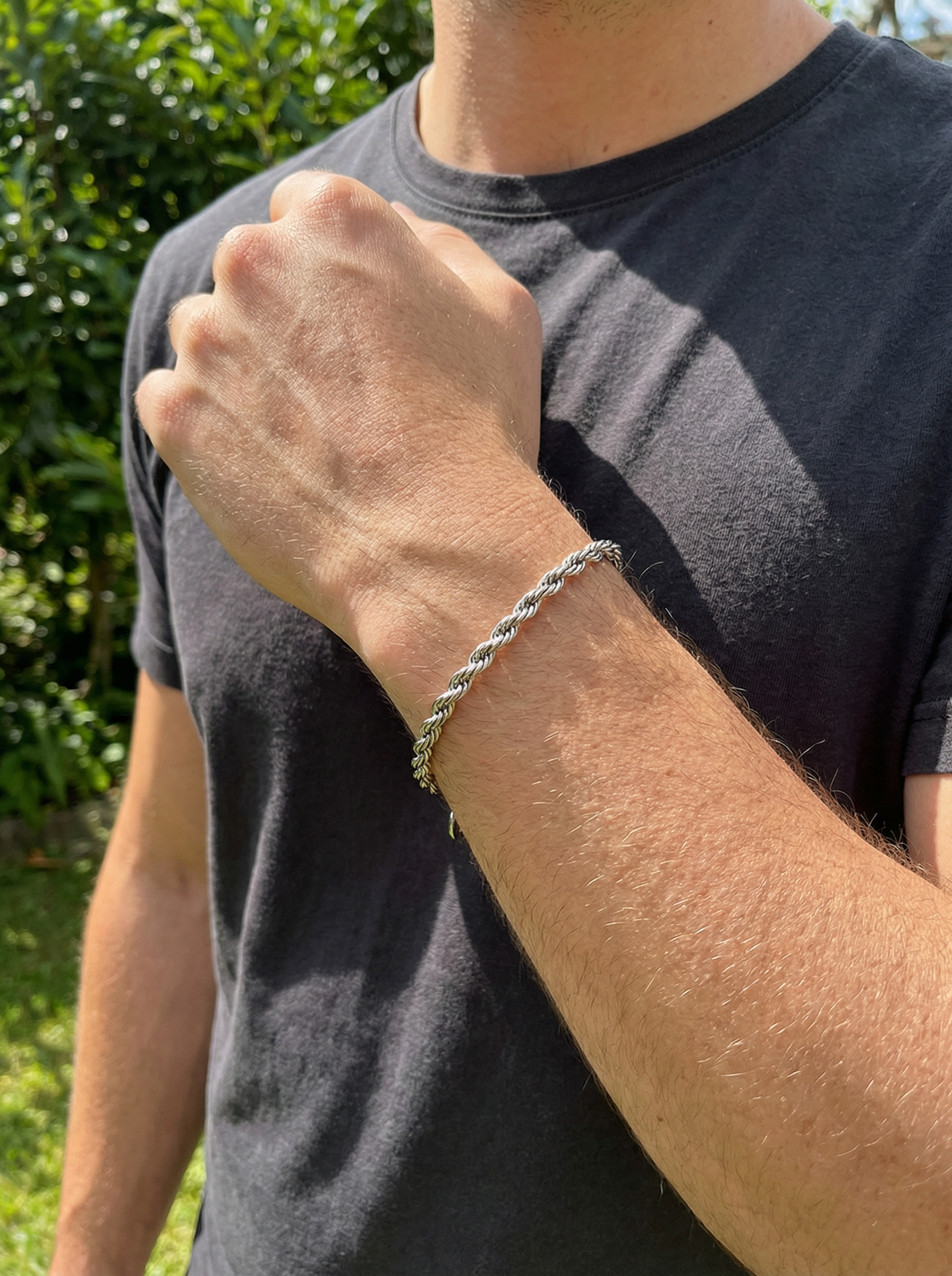 Pulsera Braid Silver cadena acero inoxidable masculina New Concept Chile