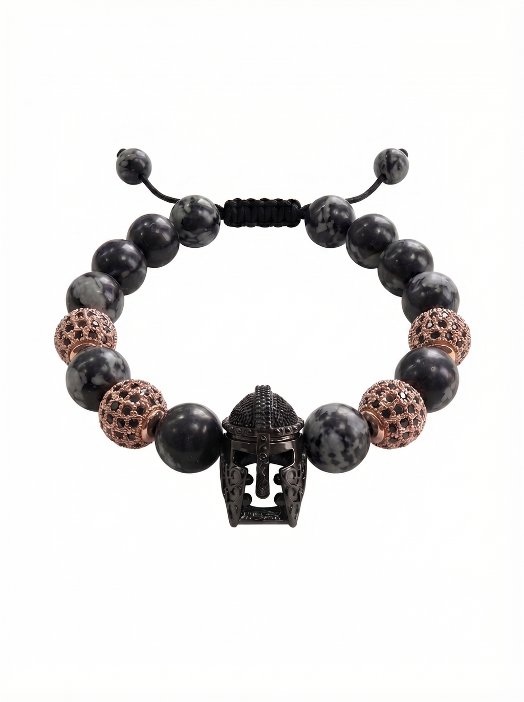 Pulsera hombre obsidiana nevada casco guerrero cobre New Concept Chile Dark Aurora