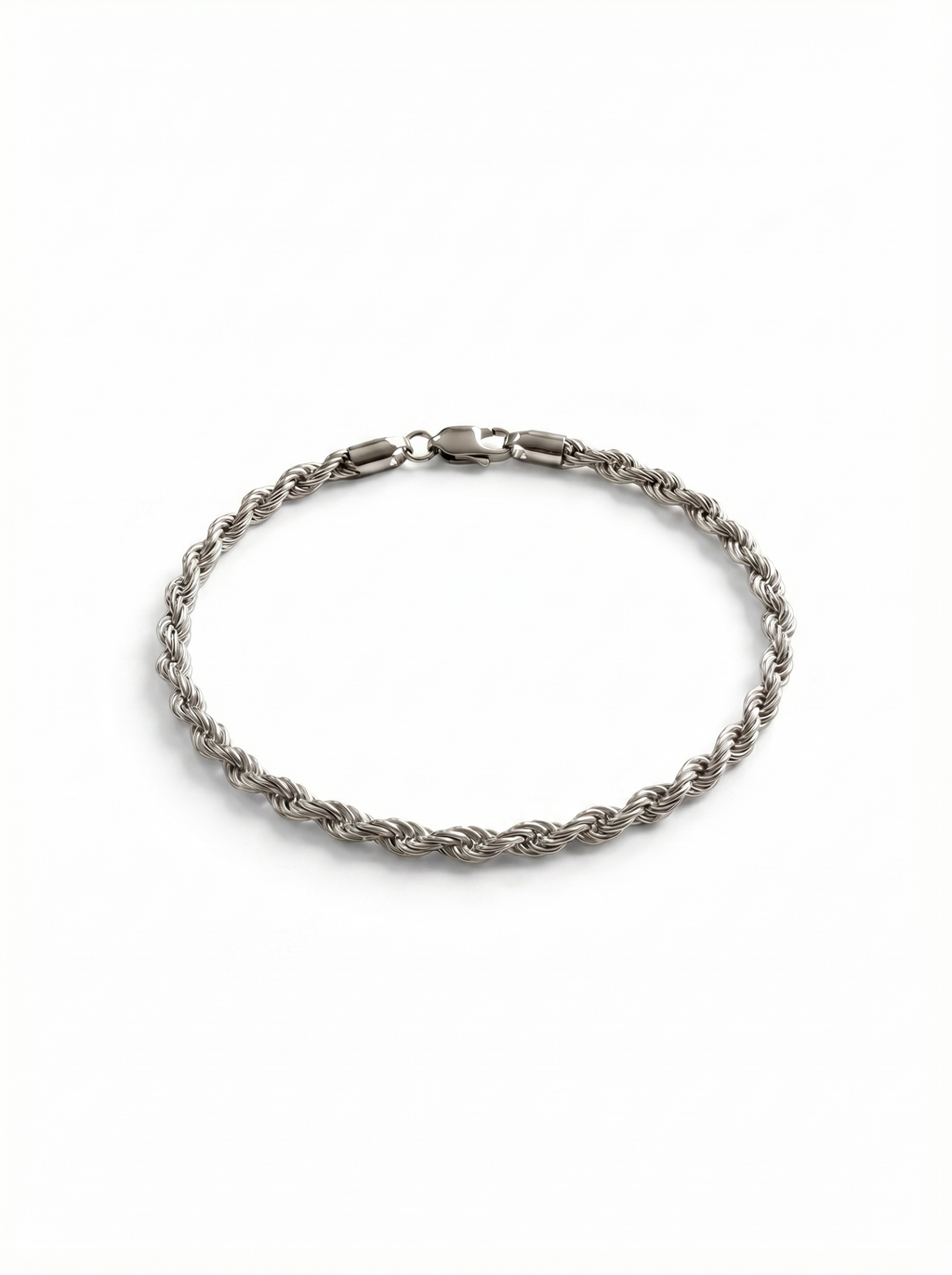 Pulsera hombre plata 925 rope trenzada 3mm New Concept Chile Silver Rope