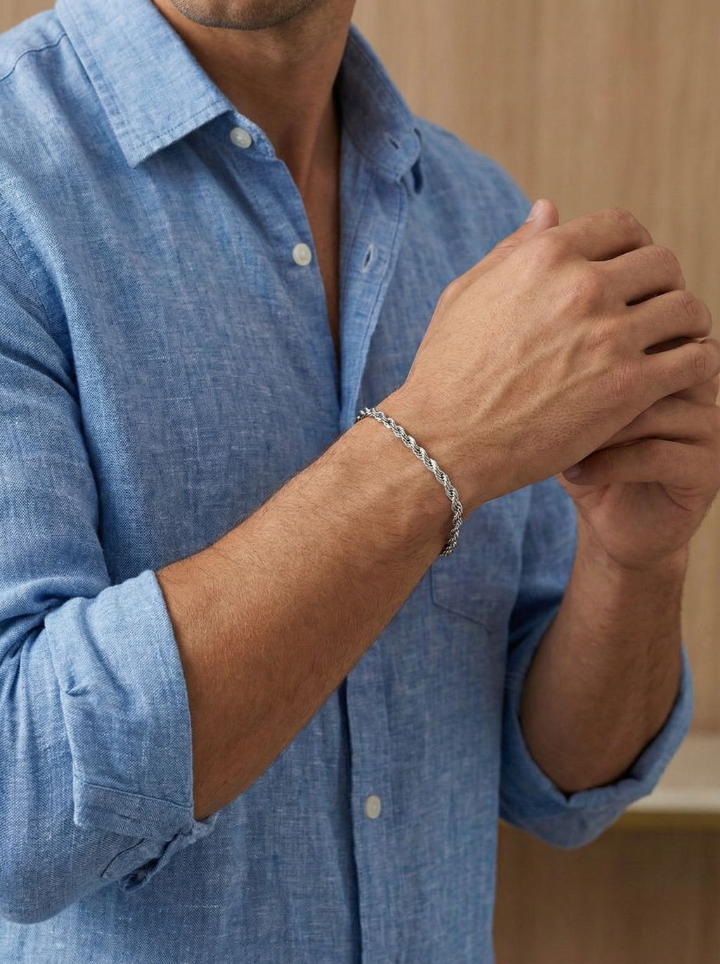 Pulsera Silver Rope Plata 925 certificada masculina New Concept Chile