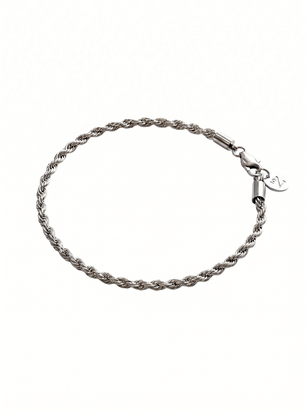 Pulsera hombre cadena rope acero inoxidable plateada 3mm New Concept Chile
