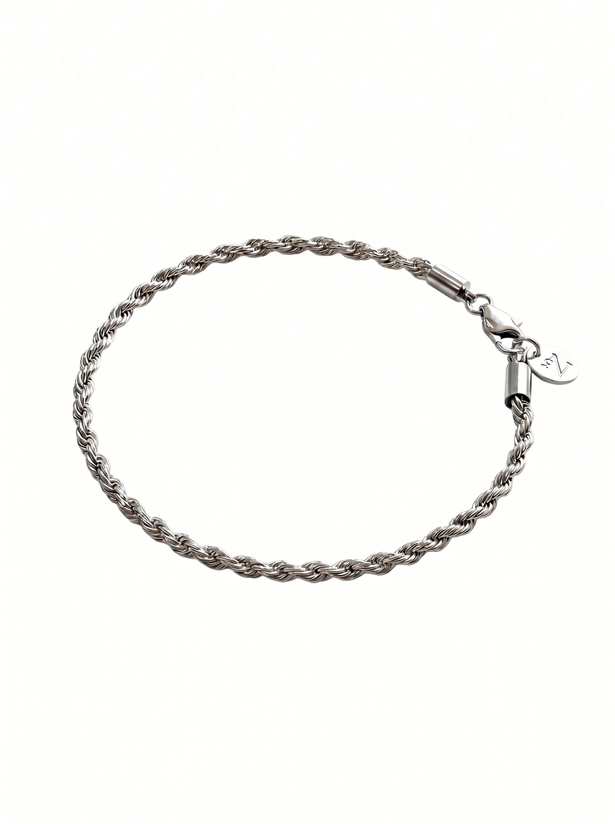 Pulsera hombre cadena rope acero inoxidable plateada 3mm New Concept Chile