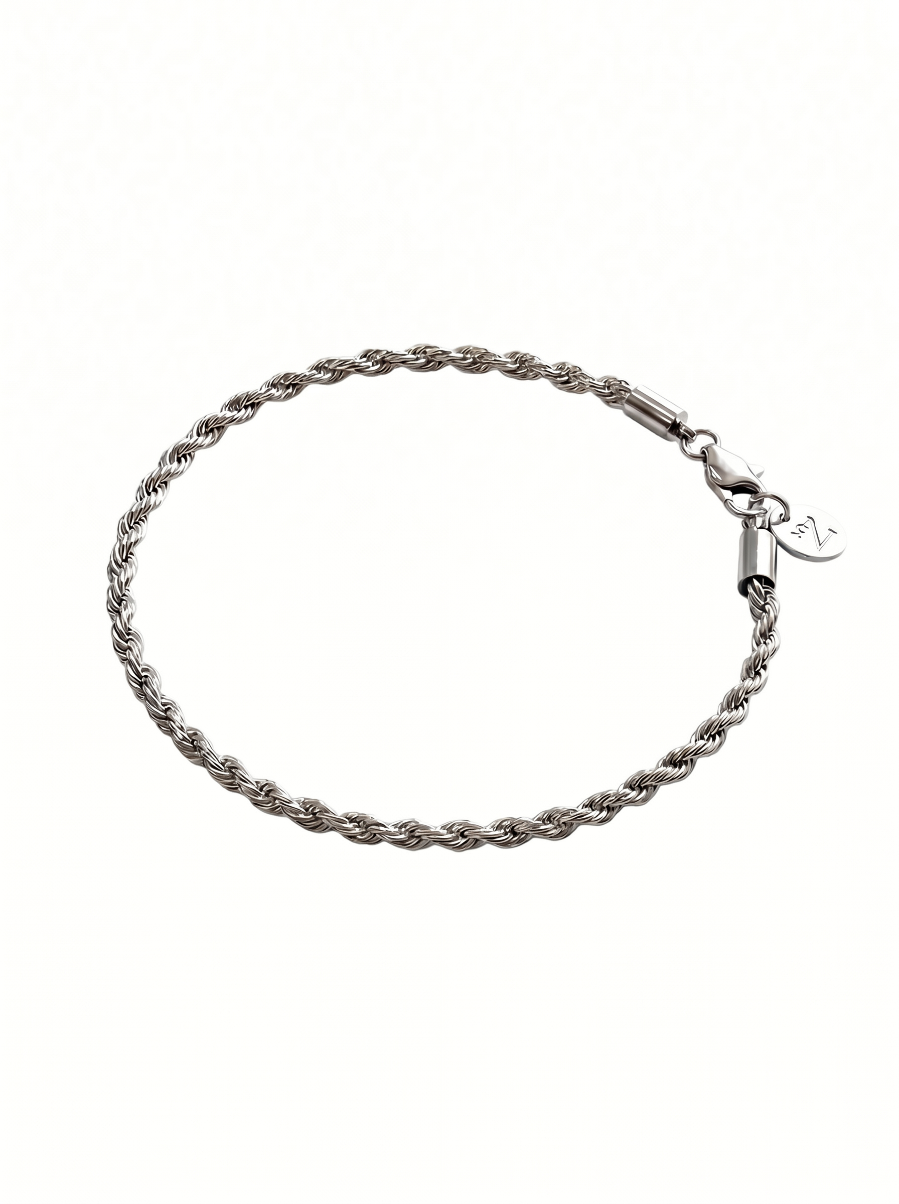 Pulsera hombre cadena rope acero inoxidable plateada 3mm New Concept Chile