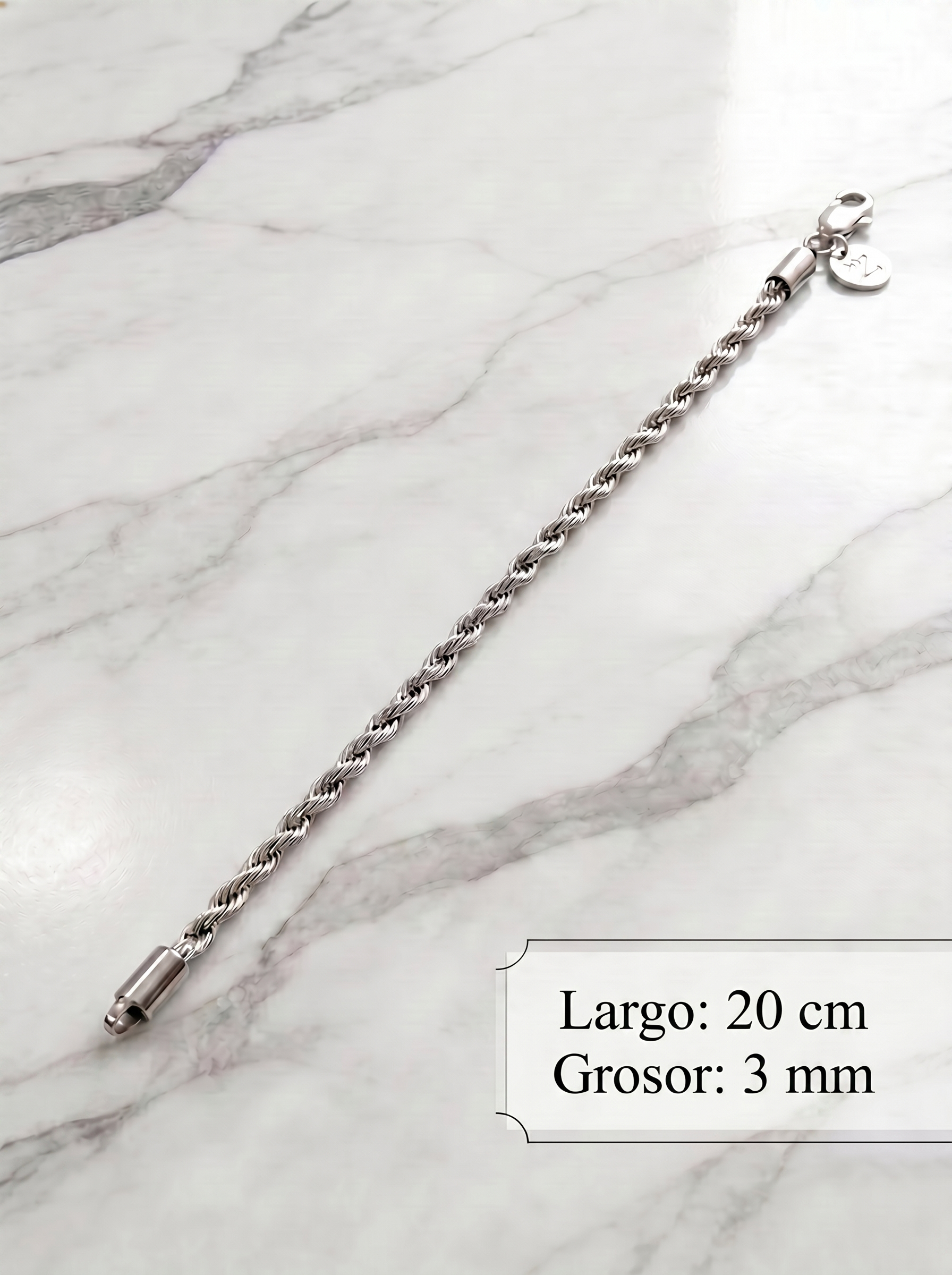 Pulsera Rope Silver lifestyle muñeca hombre acero minimalista New Concept Chile