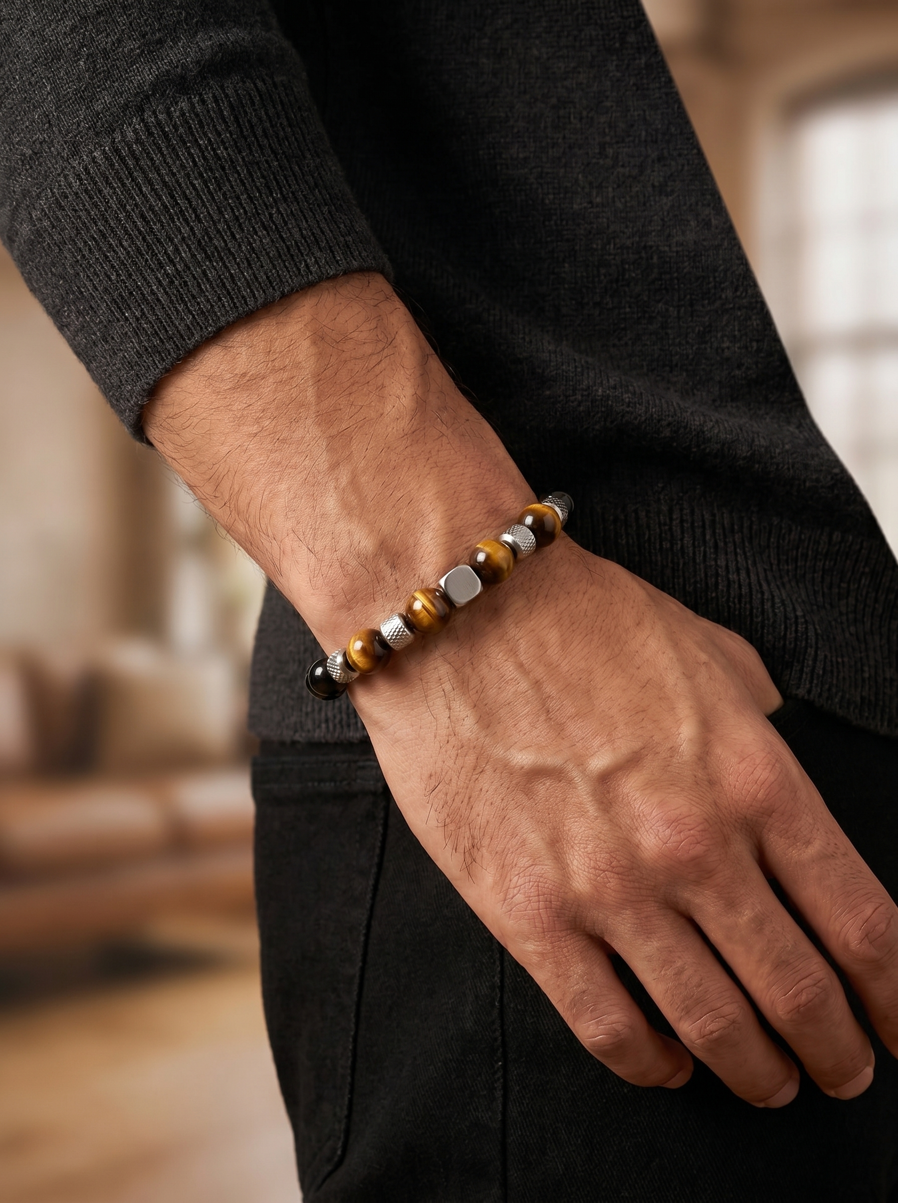 Pulsera Balance Line piedras naturales acero masculina New Concept Chile