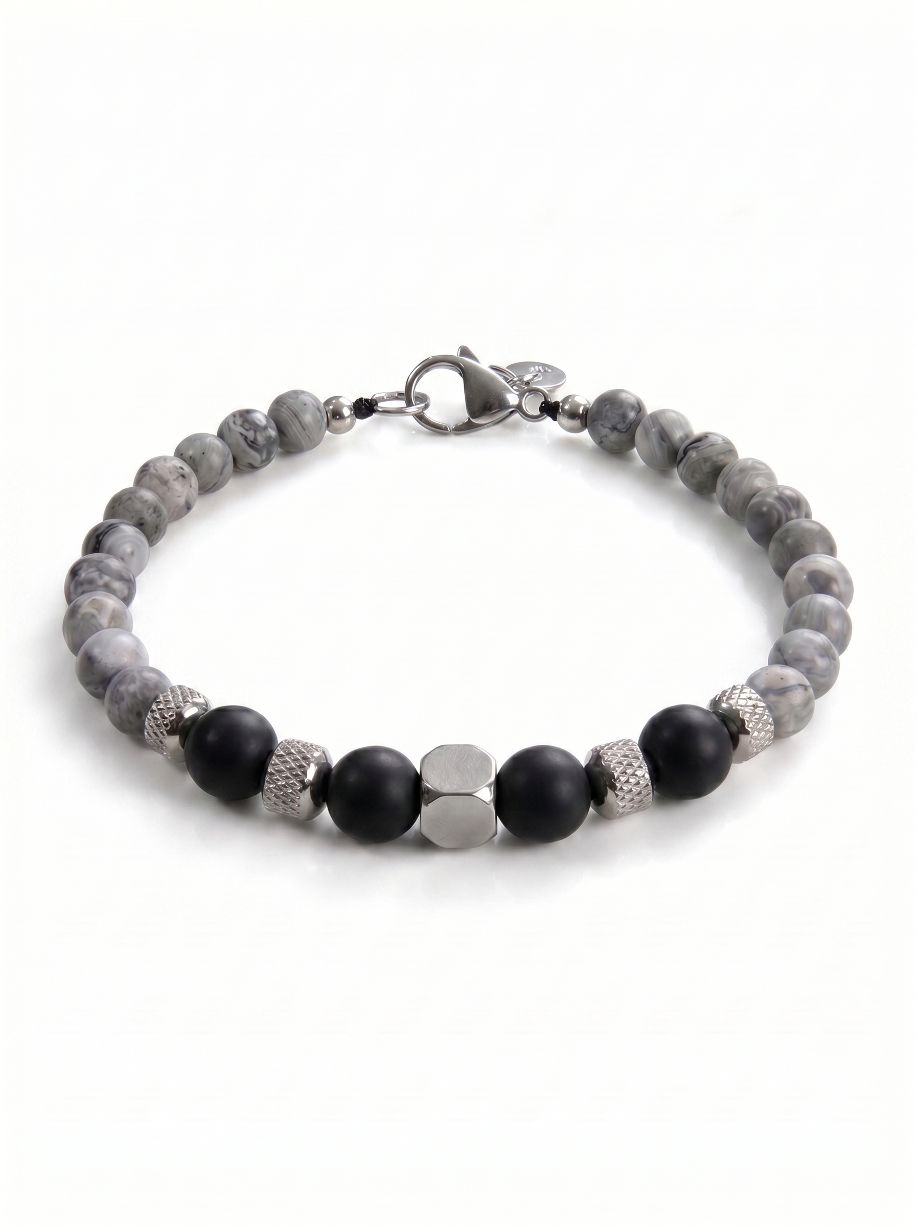 Detalle piedras ágata negra pulsera ajustable New Concept Balance Line
