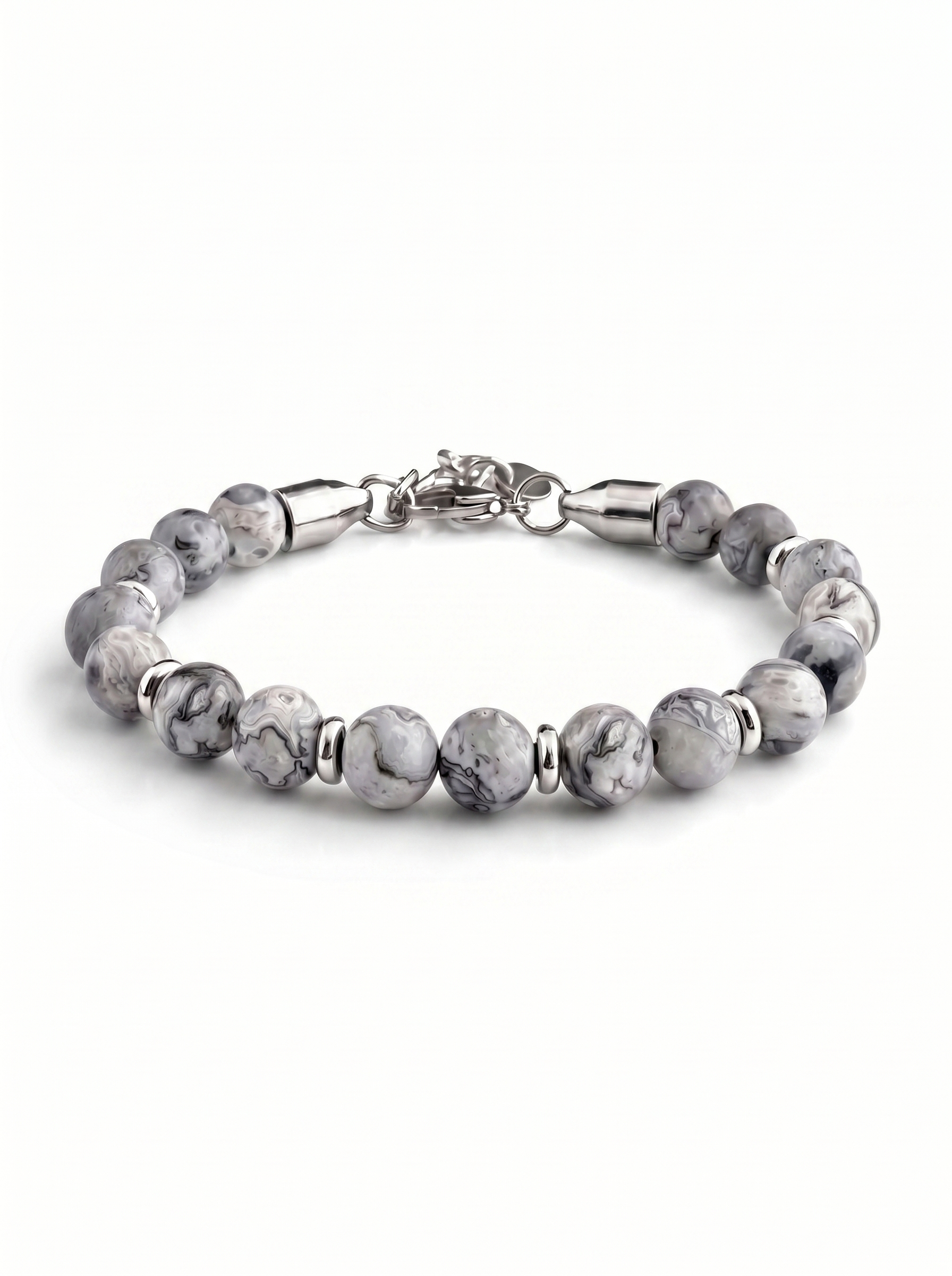 Pulsera hombre piedras naturales acero ajustable New Concept Chile Oculus