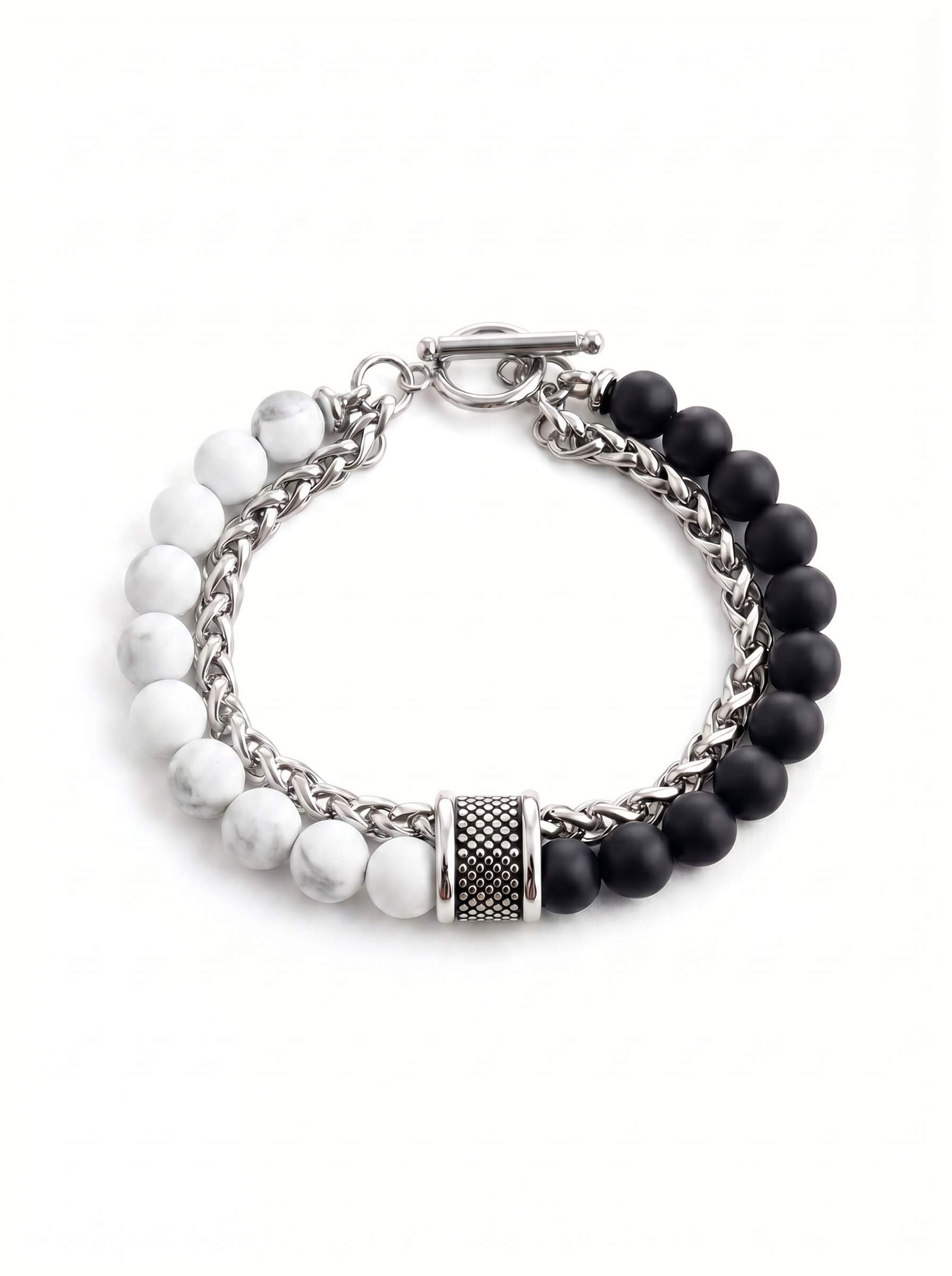 Detalle ágata negra y cadena acero pulsera New Concept Magnum