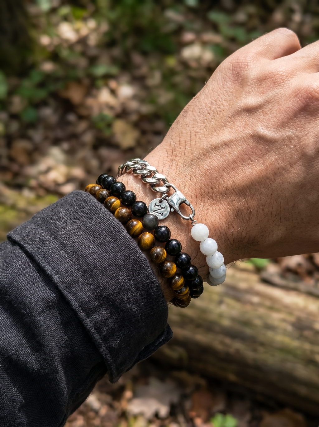 Pulsera Chain & Stone Silver