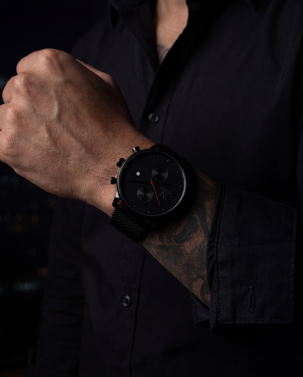 Reloj New Concept ShadowX muñeca hombre camisa negra urbano