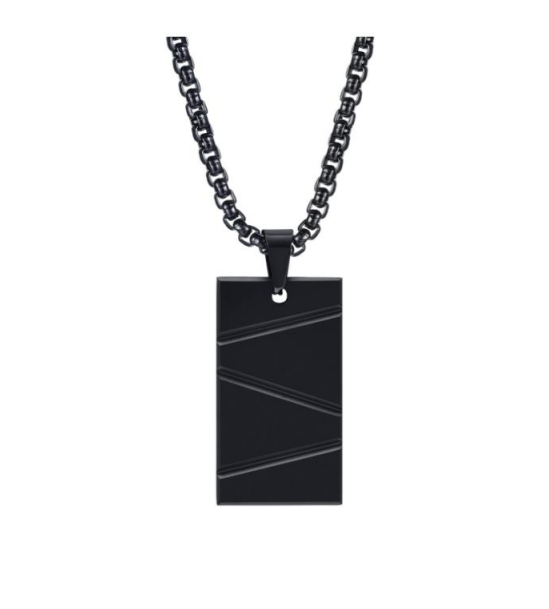 Collar hombre barra rectangular acero personalizable grabado láser New Concept Chile Midnight Bar