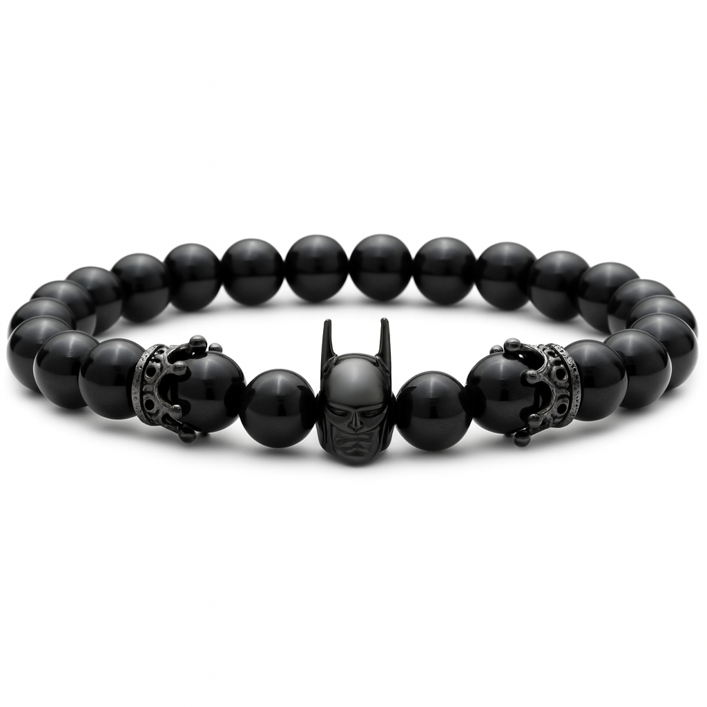Pulsera hombre ágata negra dije Batman cobre New Concept Chile Batman Dominus
