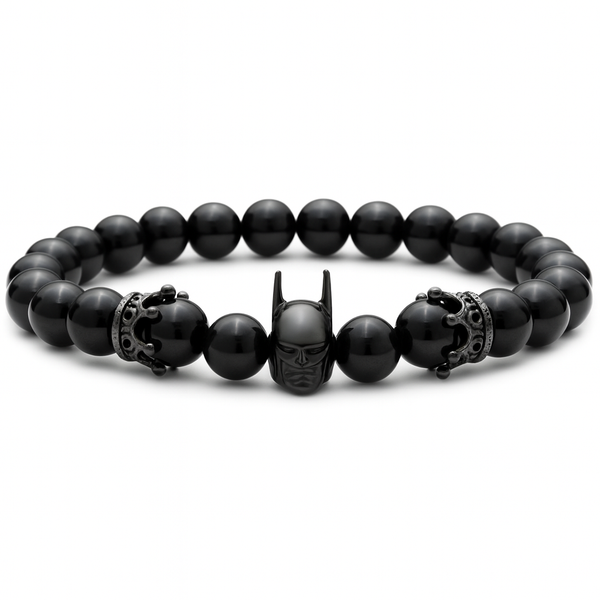 Pulsera hombre ágata negra dije Batman cobre New Concept Chile Batman Dominus