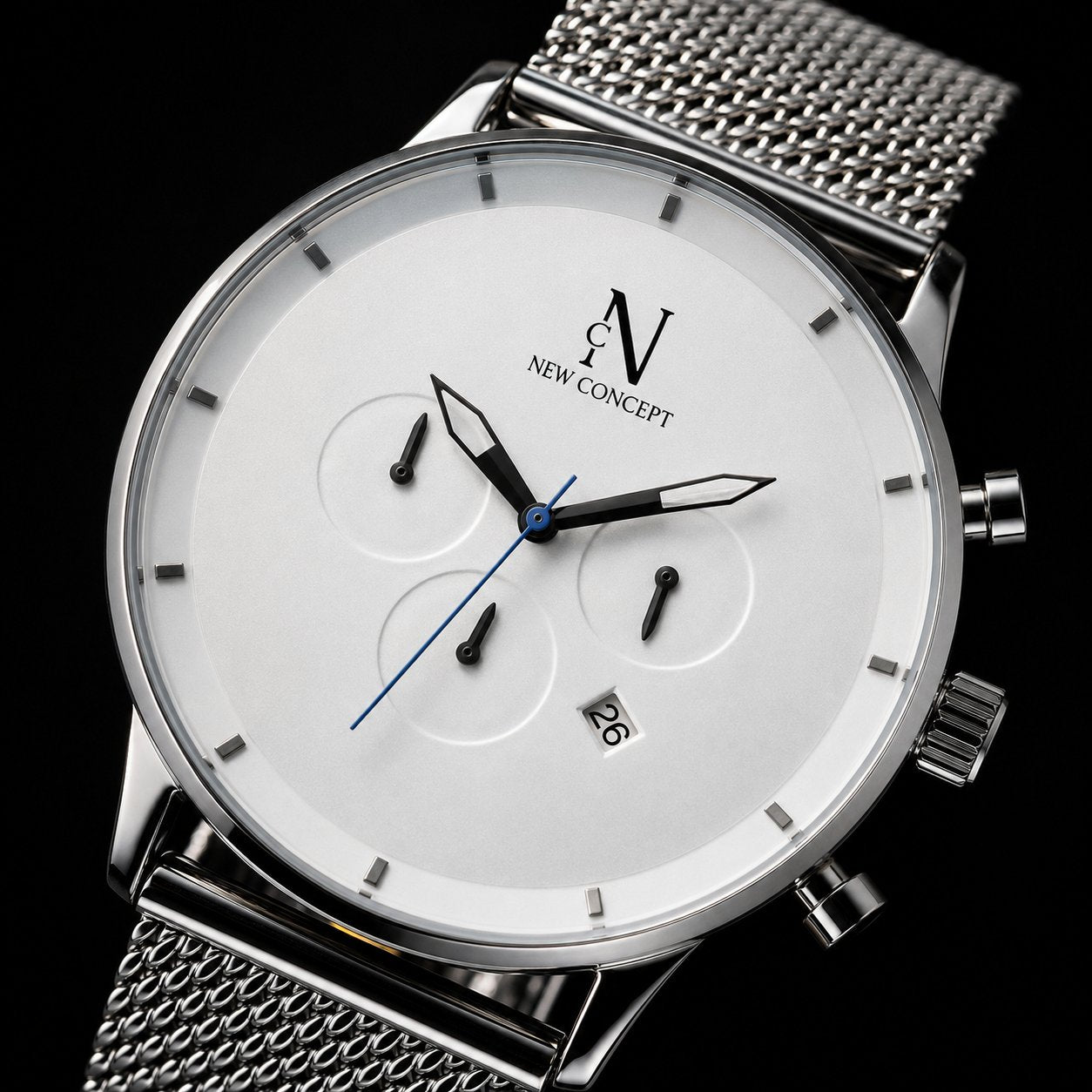 Reloj New Concept LuminX Metal hero shot macro acero editorial