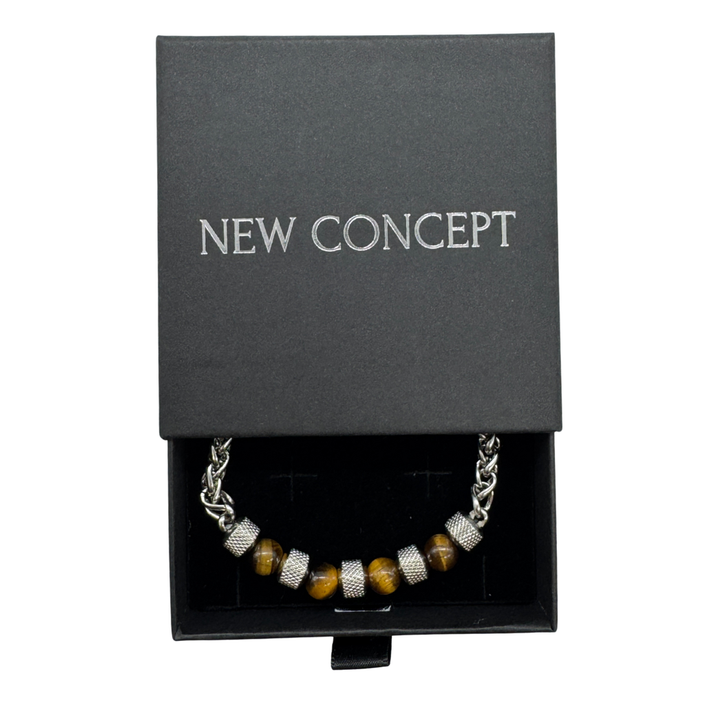 Detalle piedras naturales 8mm pulsera acero ajustable New Concept Essential Steel