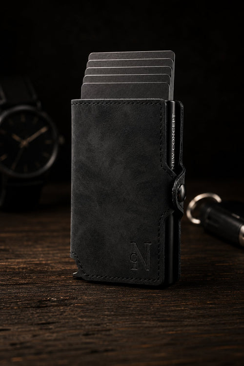Billetera Woolrich Black - Vista lateral cerrada